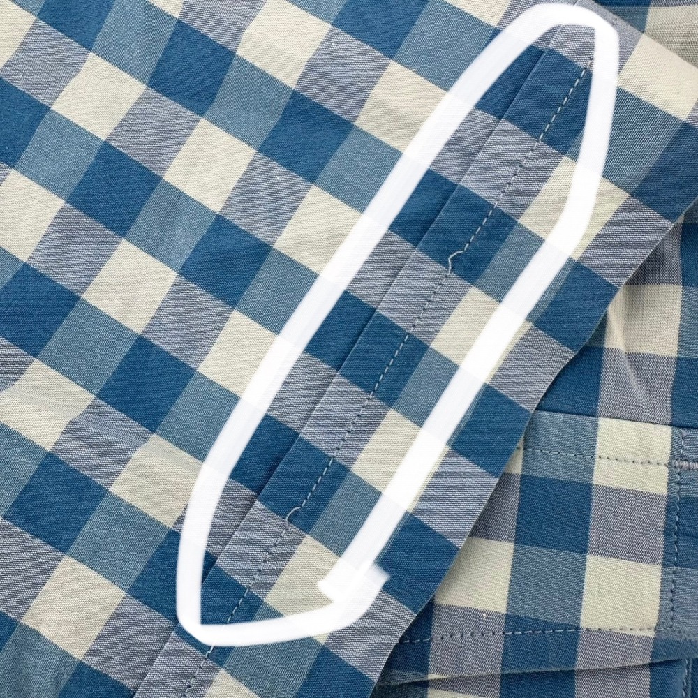 Banana Republic Mens XL Blue White Gingham Short SL Button Down Stretch‎ Shirts - Picture 3 of 16